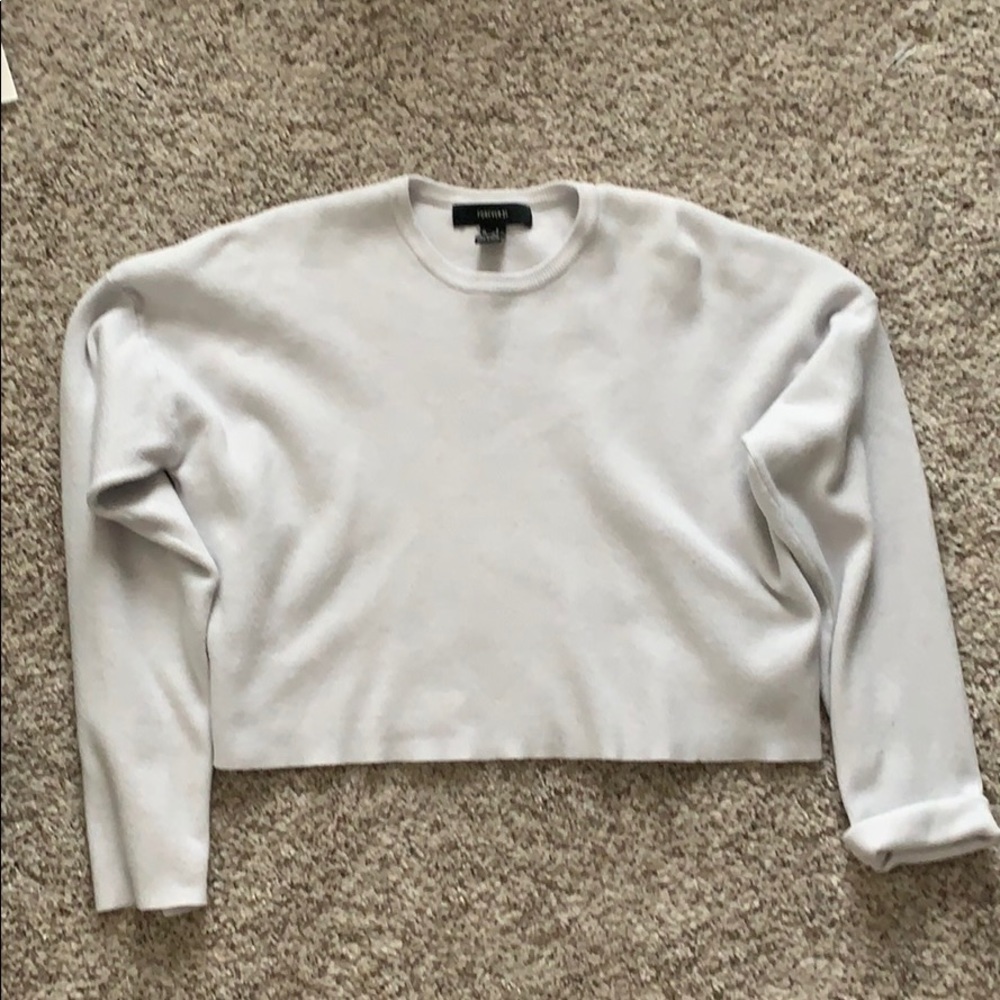 Boxy white cropped sweater